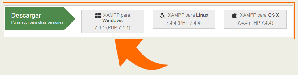 Versión de Xampp que debes descargar según tu sistema operativo